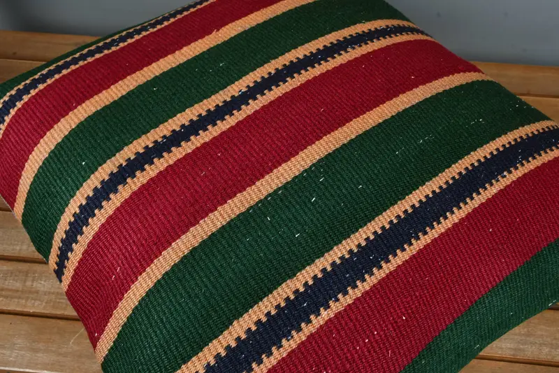 Handmade Throw Pillow Sham, Vintage Pillow, Pillow Sham, Turkish Kilim Pillow, 22x22 Red Cushion Cover, Interior Designer Pillow - 4