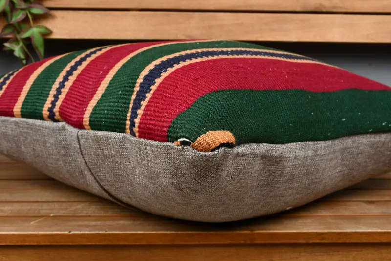 Handmade Throw Pillow Sham, Vintage Pillow, Pillow Sham, Turkish Kilim Pillow, 22x22 Red Cushion Cover, Interior Designer Pillow - 3