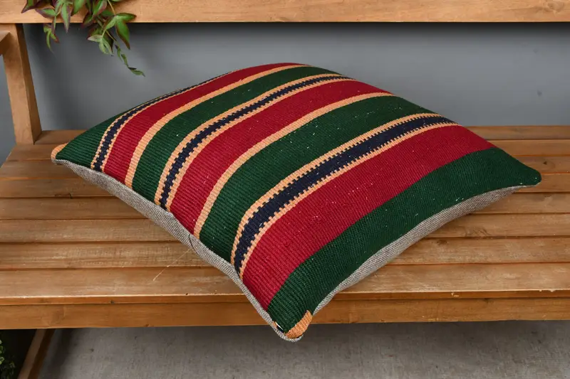 Handmade Throw Pillow Sham, Vintage Pillow, Pillow Sham, Turkish Kilim Pillow, 22x22 Red Cushion Cover, Interior Designer Pillow - 2