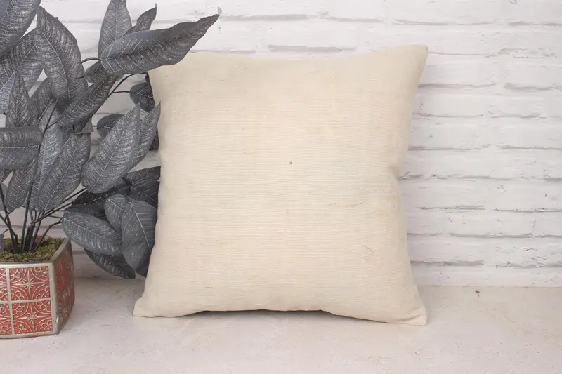 Authentic Pillow, Gift Pillow, Vintage Kilim Throw Pillow, Cushion Case, 18x18 White Pillow Case, Nomadic Pillow Cover, Handmade Kilim Cushion - 1