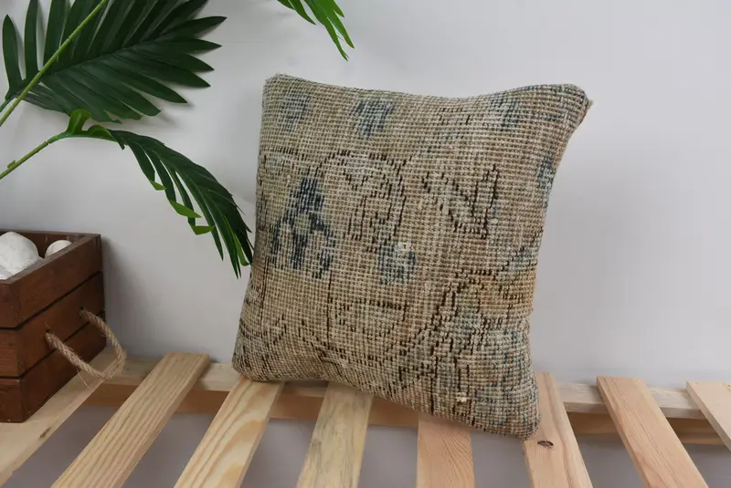 Sofa Cushion, Cushion Case, Designer Throw Pillow Sham, Turkish Pillow, Handwoven Pillow Cover Pillow, Kilim Pillow, Boho Pillow, 12x12 Blue Cushion - 5