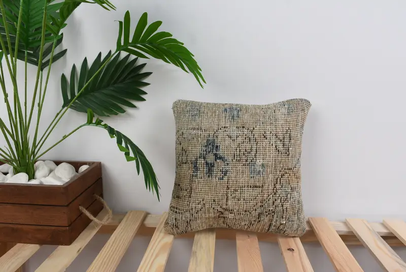 Sofa Cushion, Cushion Case, Designer Throw Pillow Sham, Turkish Pillow, Handwoven Pillow Cover Pillow, Kilim Pillow, Boho Pillow, 12x12 Blue Cushion - 1