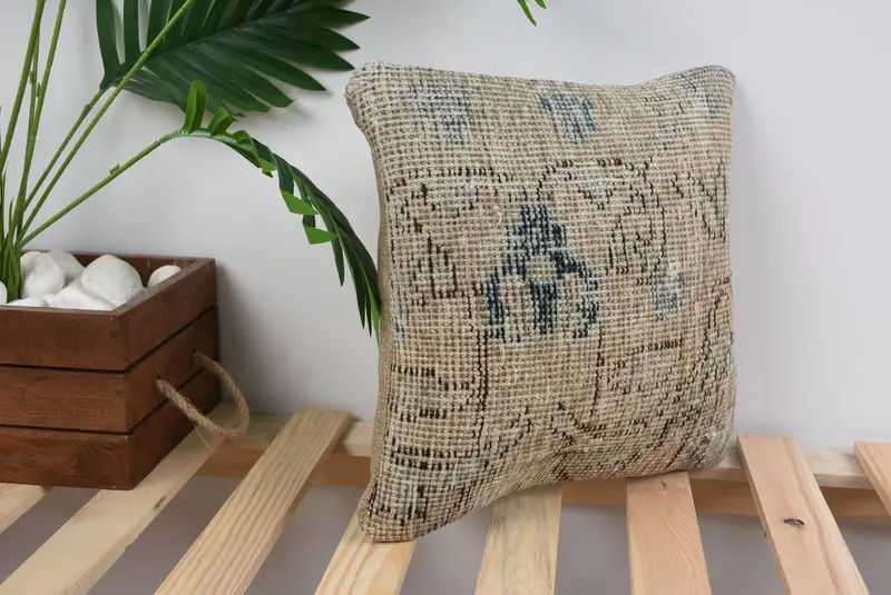 Sofa Cushion, Cushion Case, Designer Throw Pillow Sham, Turkish Pillow, Handwoven Pillow Cover Pillow, Kilim Pillow, Boho Pillow, 12x12 Blue Cushion - 4