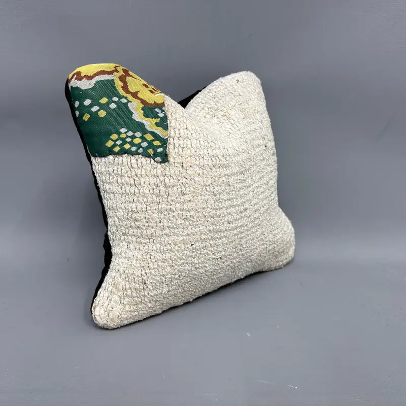 Armchair Pillow Cover, Vintage Kilim Pillow Pillow Cover, Handmade Kilim Cushion, Boho Pillow, 12x12 Beige Pillow Case, Home Decor Pillow, Cushion - 2
