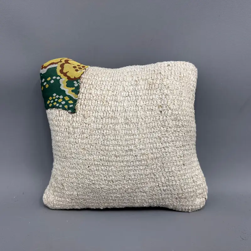 Armchair Pillow Cover, Vintage Kilim Pillow Pillow Cover, Handmade Kilim Cushion, Boho Pillow, 12x12 Beige Pillow Case, Home Decor Pillow, Cushion - 4