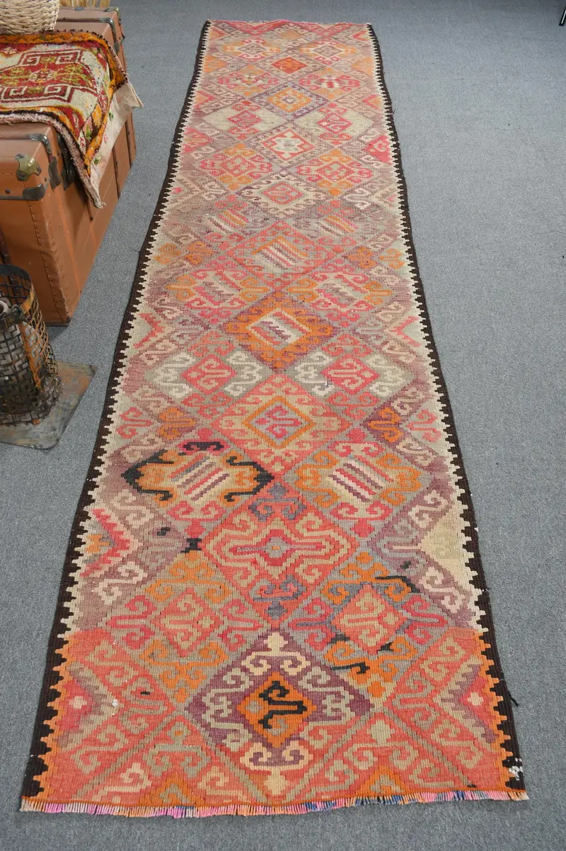 Pembe Güneybatı Halısı, Yeşil Desenli 2,8x11,7 ft