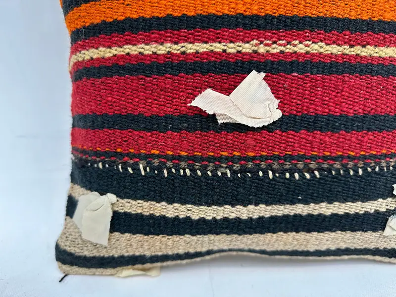 Red & Orange Striped Pillow, Size 14x14 Inches Decorative Pillow - 2