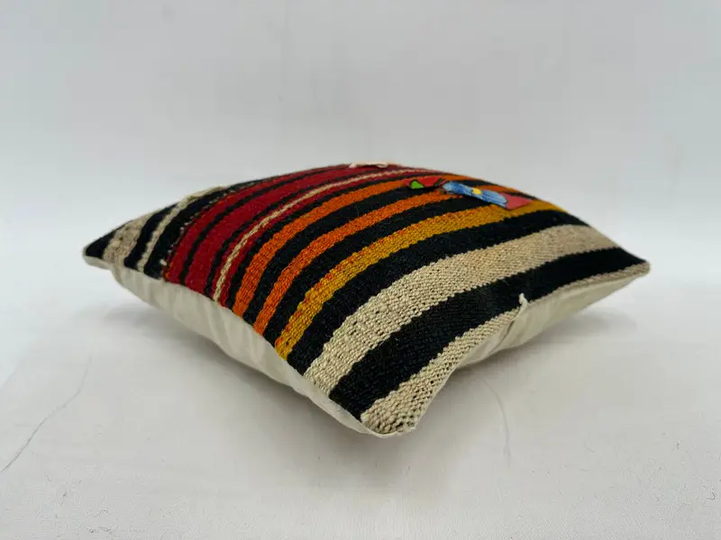 Red & Orange Striped Pillow, Size 14x14 Inches Decorative Pillow - 6