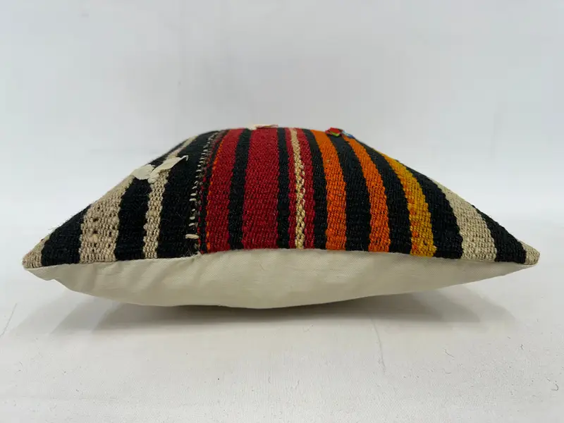 Red & Orange Striped Pillow, Size 14x14 Inches Decorative Pillow - 5
