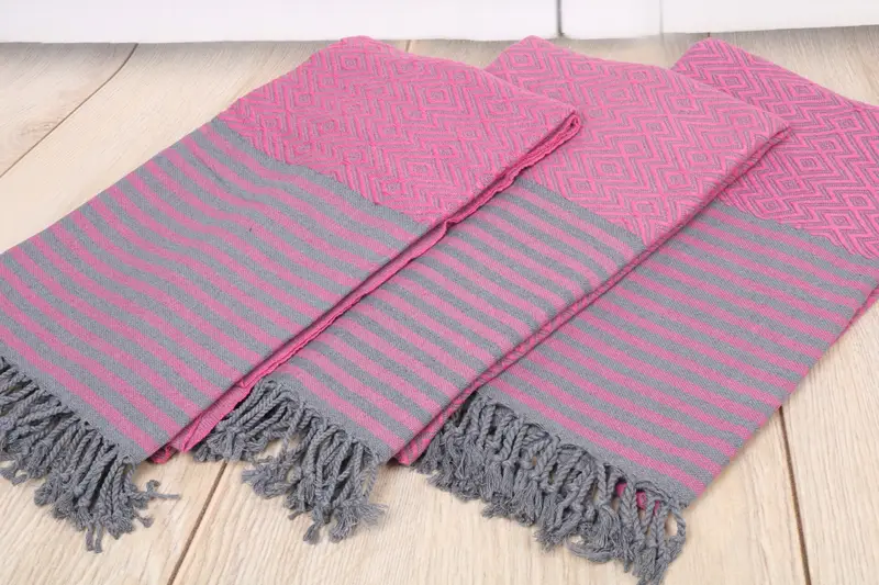 70x40 Cotton Diamond Towel, Birthday Gift, Summer Gift, Gift For Her, Handmade Gift, Organic Cotton Towel, Luxury Turkish beach towel with fringe - 6