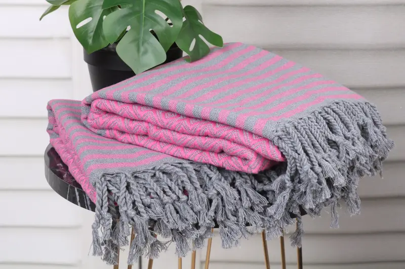 70x40 Cotton Diamond Towel, Birthday Gift, Summer Gift, Gift For Her, Handmade Gift, Organic Cotton Towel, Luxury Turkish beach towel with fringe - 3