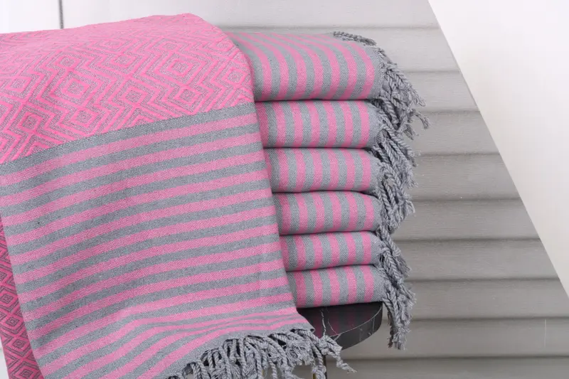 70x40 Cotton Diamond Towel, Birthday Gift, Summer Gift, Gift For Her, Handmade Gift, Organic Cotton Towel, Luxury Turkish beach towel with fringe - 1