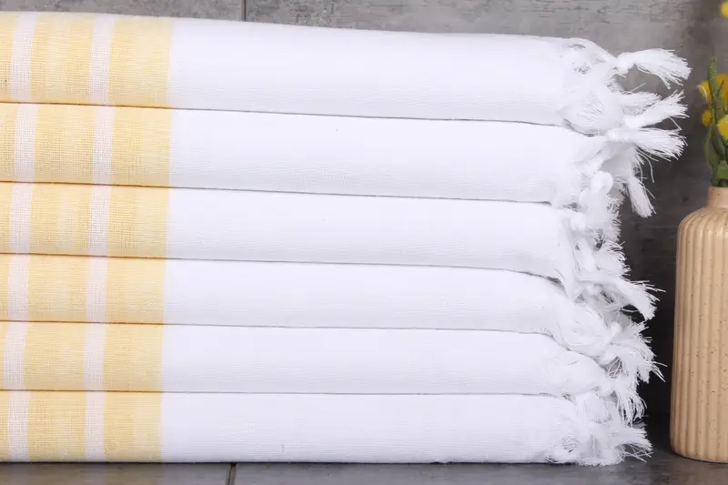 Personalized Turkish Beach Towel Yellow Stripes, 40x71 Inches