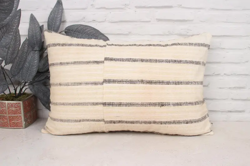 Almohada para el sofá, cojín, almohada vintage, almohada étnica simulada, almohada de beige 16x24, una farsa de cojín de kilim, estuche de almohada retro de tiro retro - 1