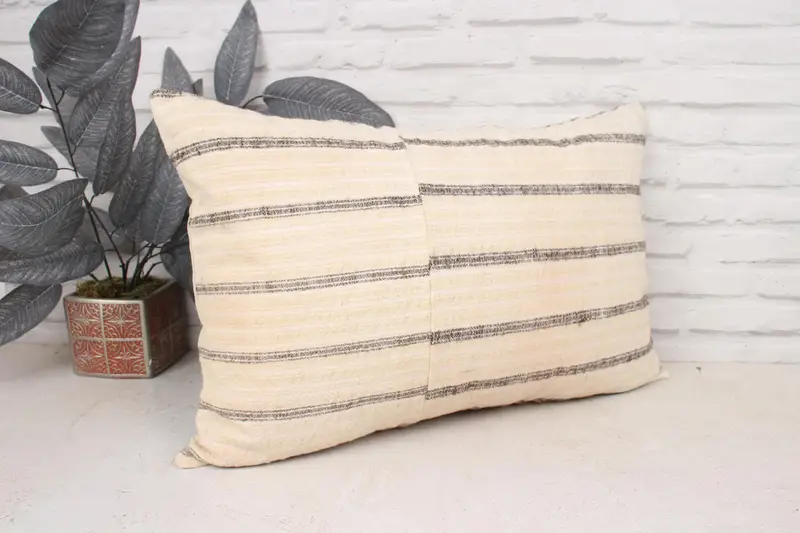 Almohada para el sofá, cojín, almohada vintage, almohada étnica simulada, almohada de beige 16x24, una farsa de cojín de kilim, estuche de almohada retro de tiro retro - 3