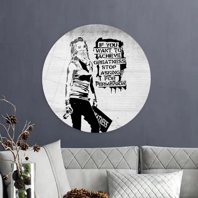 Elegant Banksy Woman Graffiti Printed Canvas - Contemporary Art