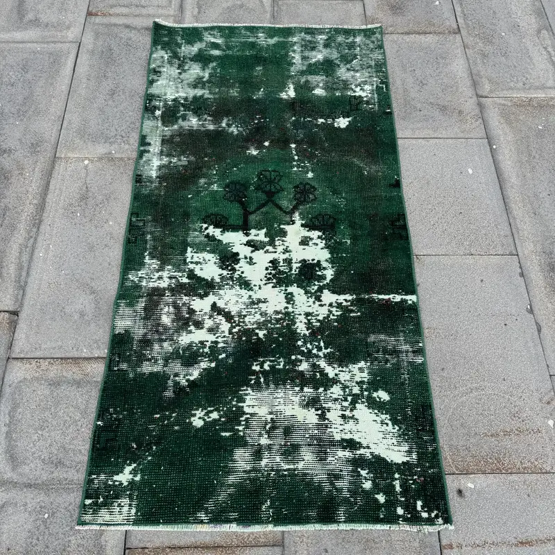 Yeşil İkat Halı, 2,4x4,8 ft Zarif Yeşil ve Siyah