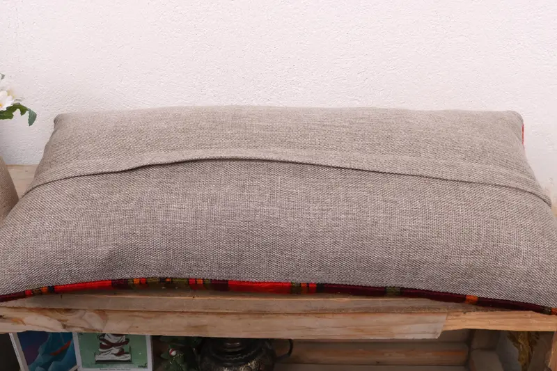 Cushion Case, Interior Designer Pillow, Kilim Cushion Sham, 12x24 Red Pillow Cover, Handmade Pillow Cover, Vintage Kilim Pillow - 7