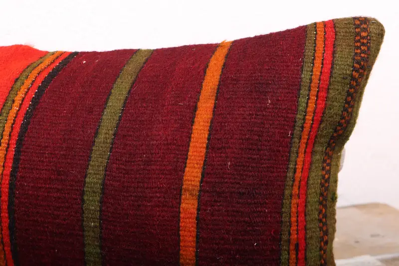 Cushion Case, Interior Designer Pillow, Kilim Cushion Sham, 12x24 Red Pillow Cover, Handmade Pillow Cover, Vintage Kilim Pillow - 5