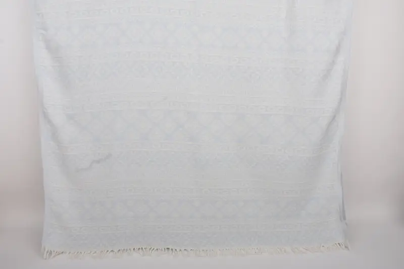 Bath Towel Handcrafted Turkish Cotton Baby Blue Geometric, 67x36 Inches