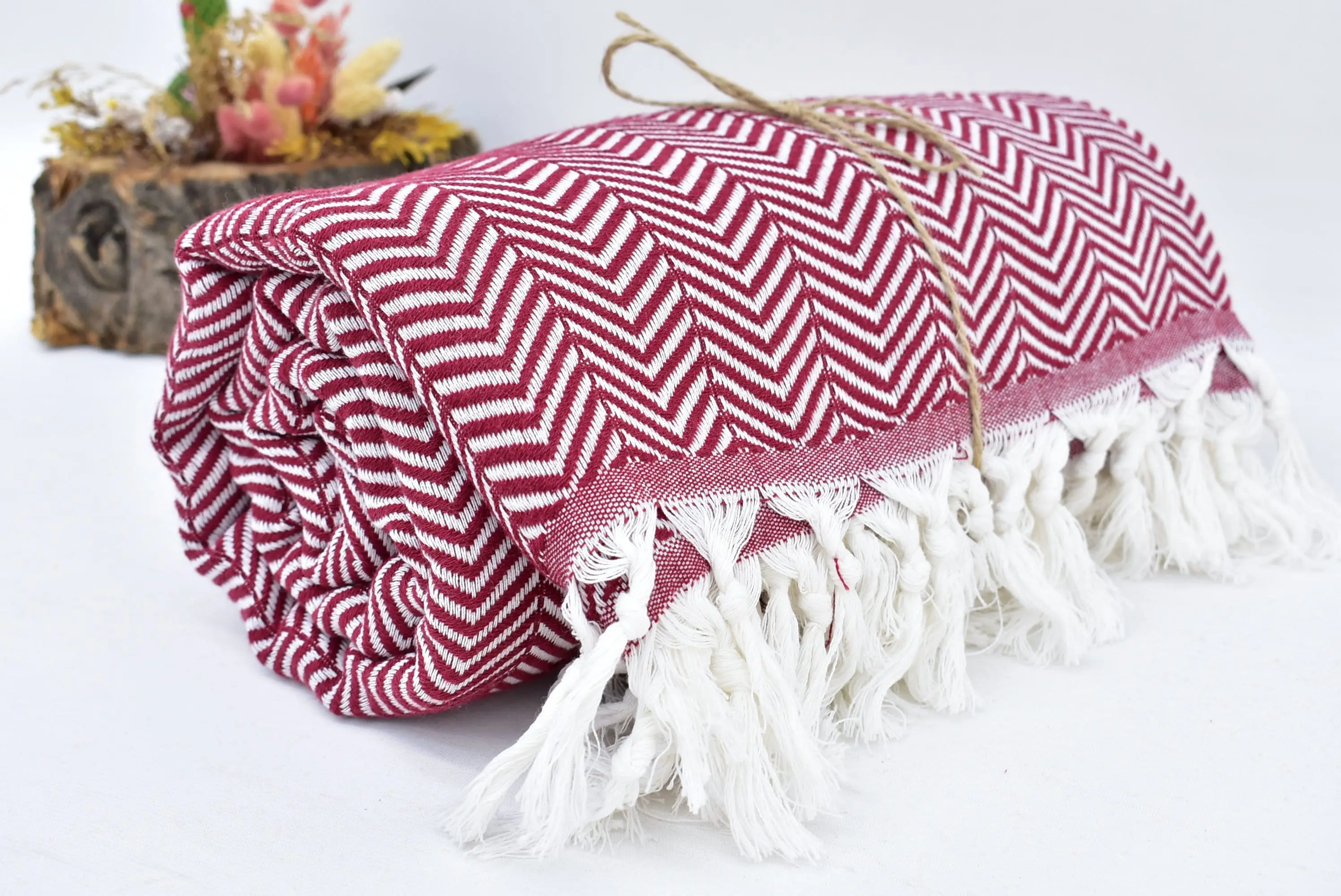 Personalized Blanket, 91x75 Inches, Burgundy Chevron Throw - 1