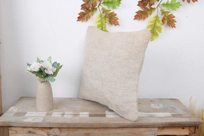 Decorative Cushion Case, Vintage Kilim Throw Pillow, Pillow Case, Kilim Pillow Cover, 14x14 White Cushion, Vintage Kilim Pillow - 4