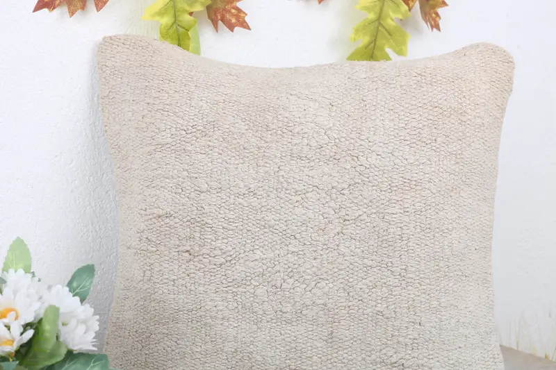 Decorative Cushion Case, Vintage Kilim Throw Pillow, Pillow Case, Kilim Pillow Cover, 14x14 White Cushion, Vintage Kilim Pillow - 5