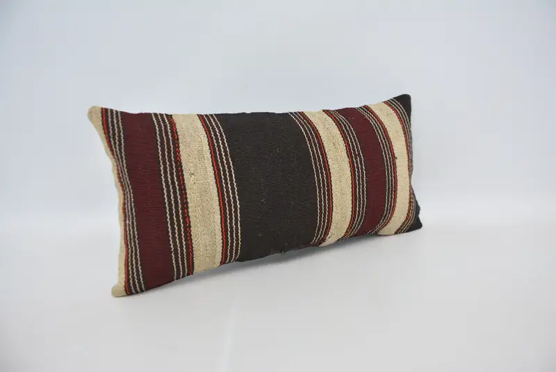 Outdoor Bolster Cushion Case, Cushion Case, Throw Kilim Pillow, 12x24 Brown Cushion, Boho Pillow, Pillow for Sofa, Couch Cushion - 3