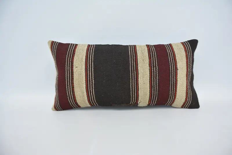Outdoor Bolster Cushion Case, Cushion Case, Throw Kilim Pillow, 12x24 Brown Cushion, Boho Pillow, Pillow for Sofa, Couch Cushion - 1