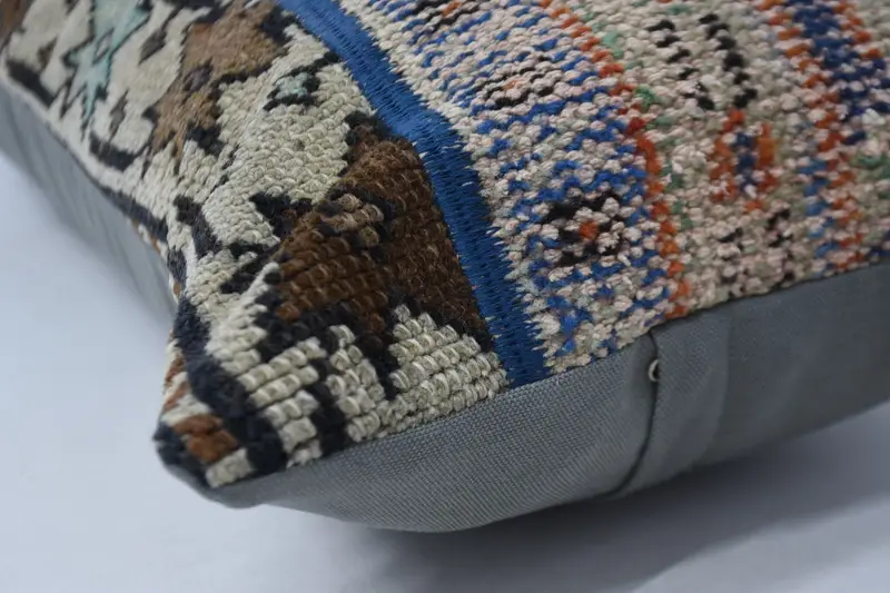 Sustainable Pillow, Pillow for Sofa, Patio Cushion, Vintage Pillow, Pillow Cover, 16x36 Blue Pillow Cover, Handmade Kilim Cushion - 5