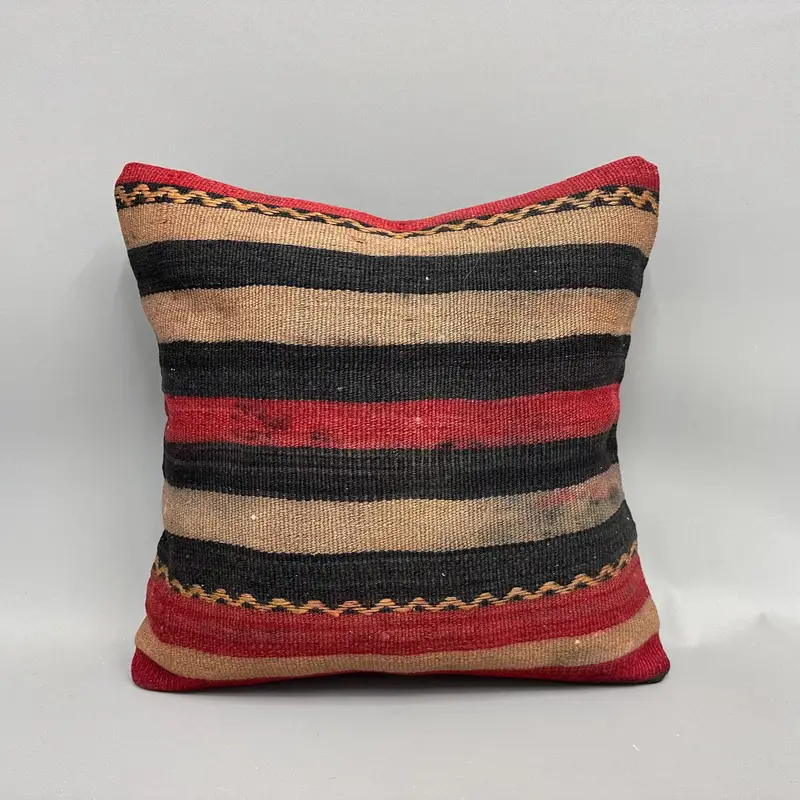 Decorative Throw Pillow, Vintage Kilim Pillow, Throw Kilim Pillow, 18x18 Beige Cushion Case, Cushion, Interior Designer Pillow - 4