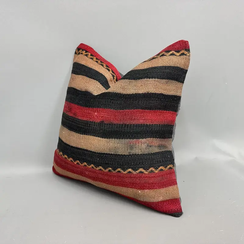Decorative Throw Pillow, Vintage Kilim Pillow, Throw Kilim Pillow, 18x18 Beige Cushion Case, Cushion, Interior Designer Pillow - 3