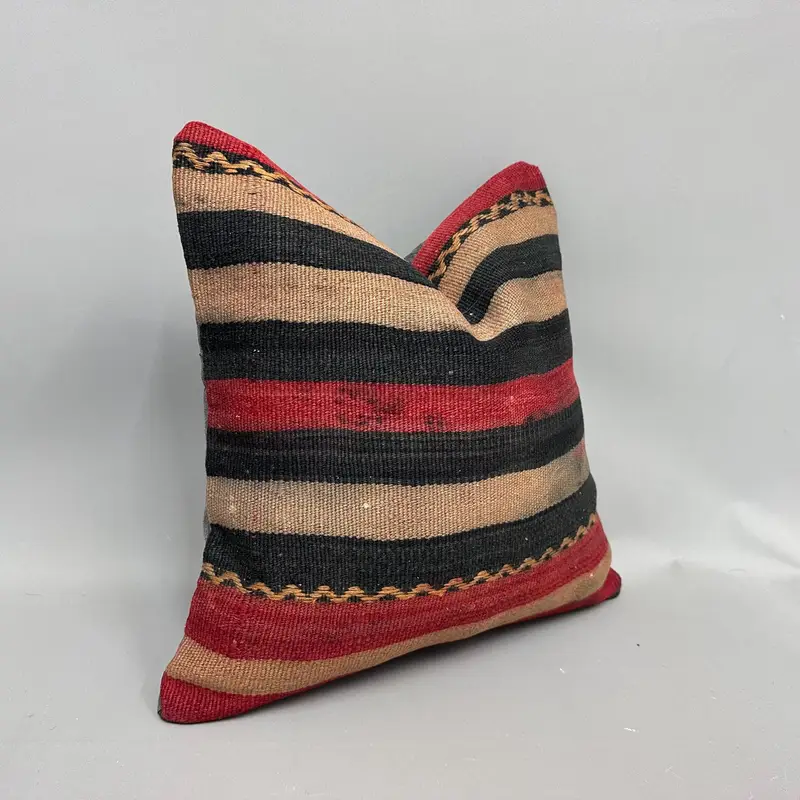 Decorative Throw Pillow, Vintage Kilim Pillow, Throw Kilim Pillow, 18x18 Beige Cushion Case, Cushion, Interior Designer Pillow - 2