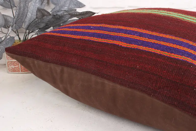 24x24 Red Cushion, Throw Kilim Pillow, Art Deco Cushion Case, Pillow for Sofa, Ethnical Kilim Rug Pillow, Pillow Sham - 7