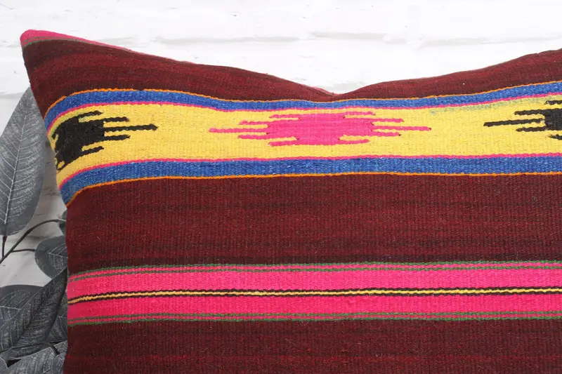 24x24 Red Cushion, Throw Kilim Pillow, Art Deco Cushion Case, Pillow for Sofa, Ethnical Kilim Rug Pillow, Pillow Sham - 2
