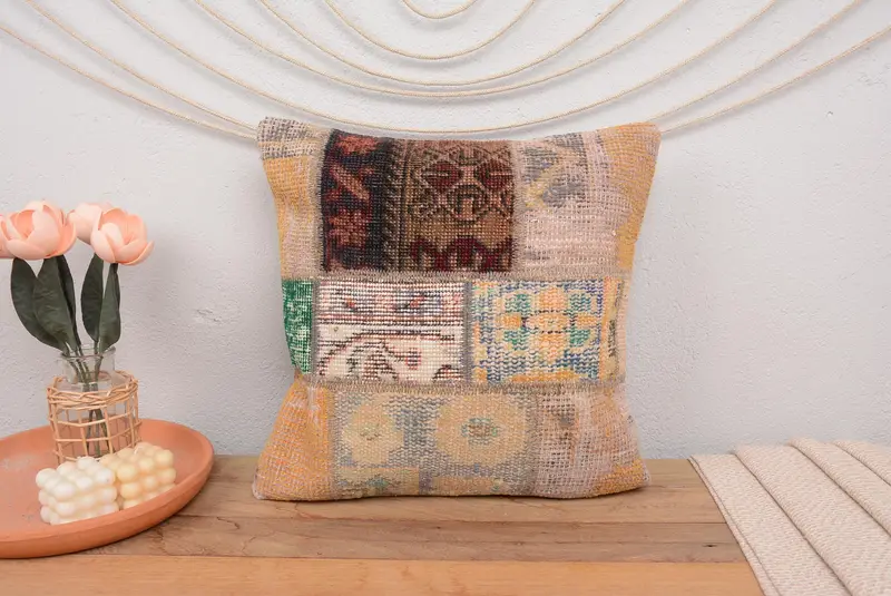 Pillow Cover, Turkish Kilim Pillow, 18x18 Orange Pillow Sham, Southwestern Pillow Cover, Interior Designer Pillow, Gift Pillow - 2