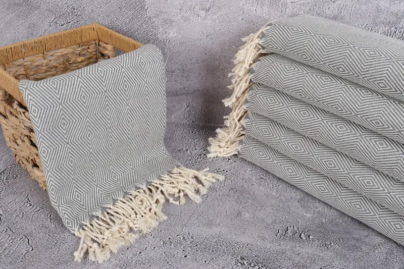 74x40 Cotton Diamond Towel, Gym Towel, Peshtemal Towel, Large Turkish Towel, Grandma Gift, Travel towel, Oversized Beach Towel, Towel With Name - 3