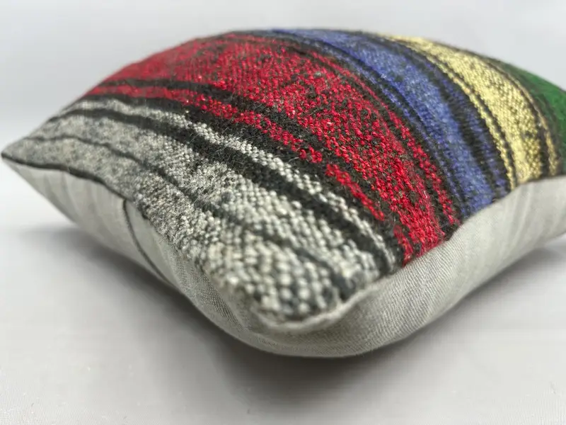 Chair Pillow, Vintage Pillow, Turkish Pillow, Pillow, Indoor Pillow Case, Turkish Kilim Pillow, Ottoman Pillow, 20x20 Purple Pillow Sham - 6