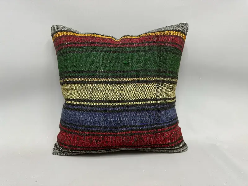Chair Pillow, Vintage Pillow, Turkish Pillow, Pillow, Indoor Pillow Case, Turkish Kilim Pillow, Ottoman Pillow, 20x20 Purple Pillow Sham - 4