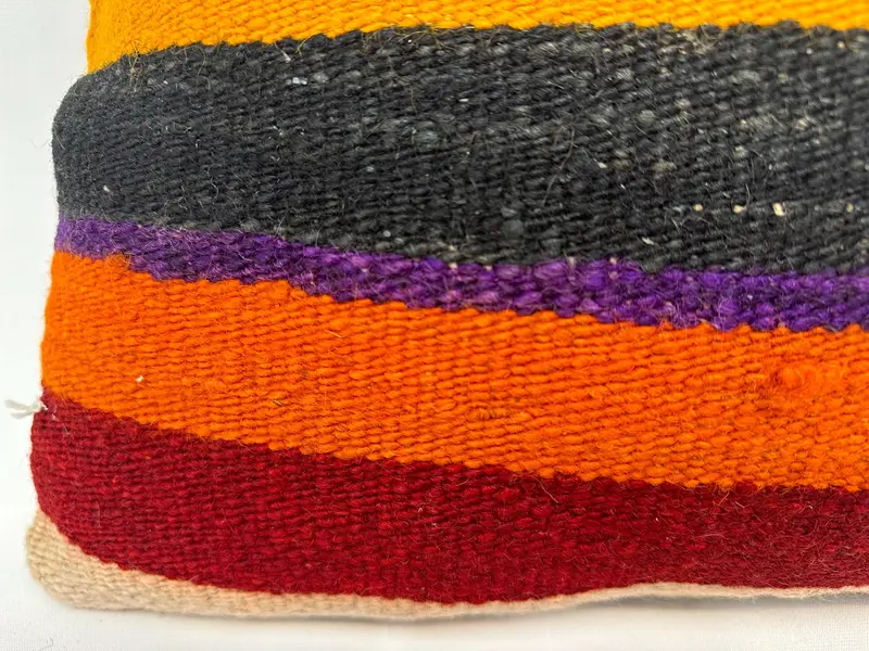 Kilim Pillow, 12x20 Brown Cushion Case, Wool Kilim Pillow Cushion Cover, Handmade Kilim Cushion, Pillow for Couch, Pillow Cover - 2