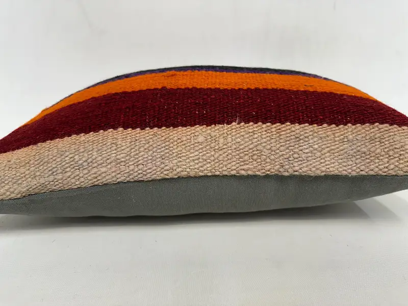 Kilim Pillow, 12x20 Brown Cushion Case, Wool Kilim Pillow Cushion Cover, Handmade Kilim Cushion, Pillow for Couch, Pillow Cover - 5