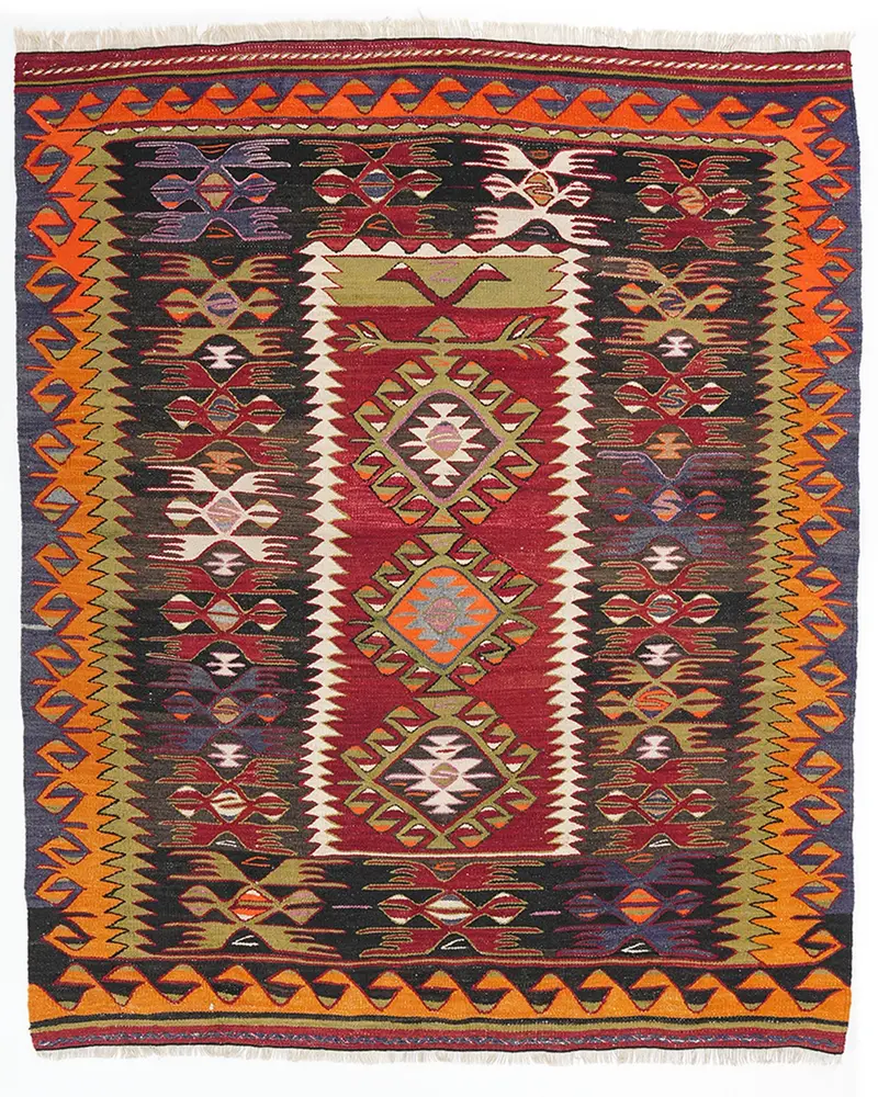 Kırmızı Halı, 4,3x5,2 ft Zarif Konfor