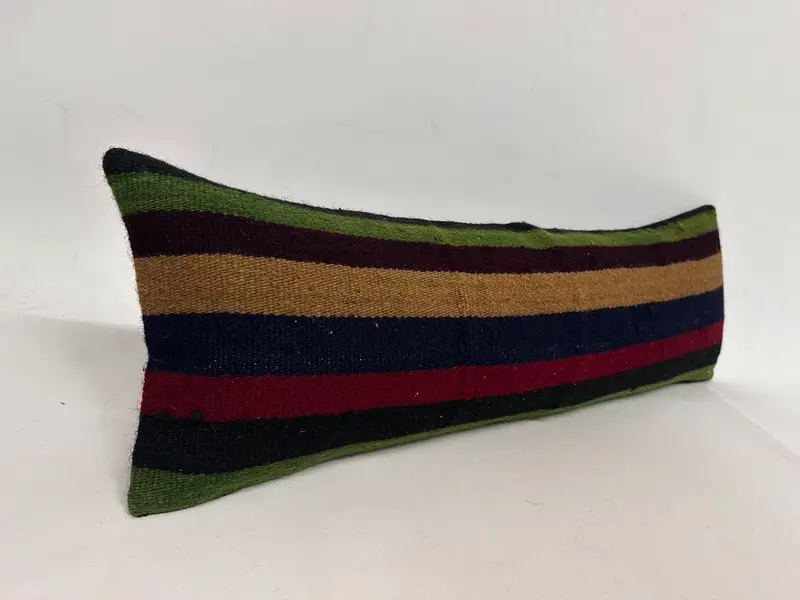 Turkish Pillow, Ethnic Pillow Cover Cushion, Pillow, Vintage Kilim Throw Pillow, Pet Pillow Case, Kilim Pillow Cover, 12x36 Blue Pillow Sham - 2