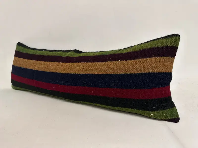 Turkish Pillow, Ethnic Pillow Cover Cushion, Pillow, Vintage Kilim Throw Pillow, Pet Pillow Case, Kilim Pillow Cover, 12x36 Blue Pillow Sham - 3