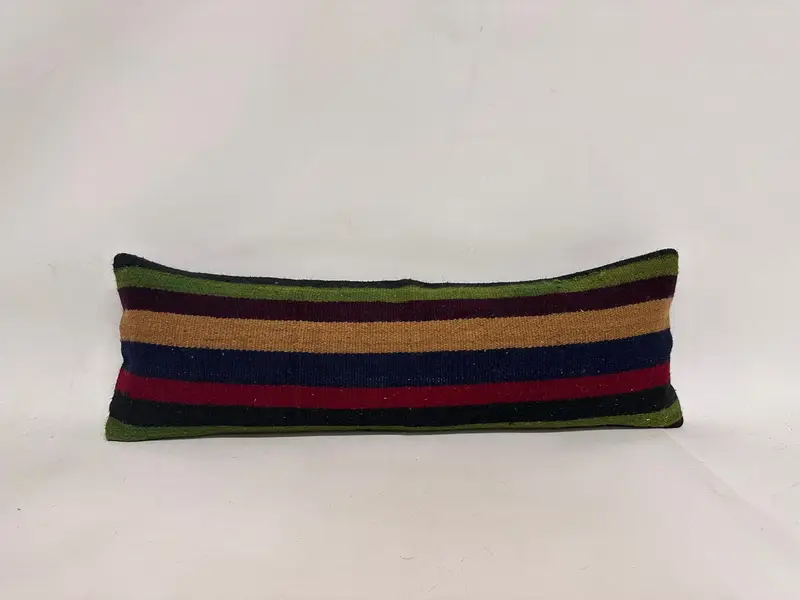 Turkish Pillow, Ethnic Pillow Cover Cushion, Pillow, Vintage Kilim Throw Pillow, Pet Pillow Case, Kilim Pillow Cover, 12x36 Blue Pillow Sham - 1