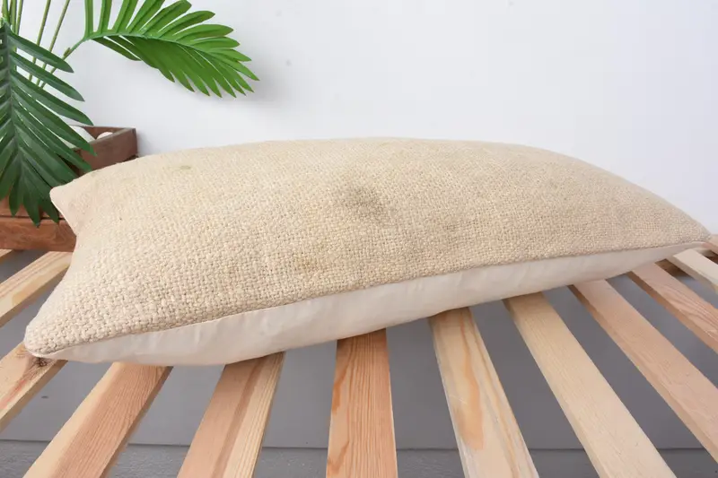12x24 Beige Cushion Cover, Pillow Cover, Vintage Pillow, Handmade Rug Seat Pillow Cover, Pillow for Sofa, Interior Designer Pillow - 6