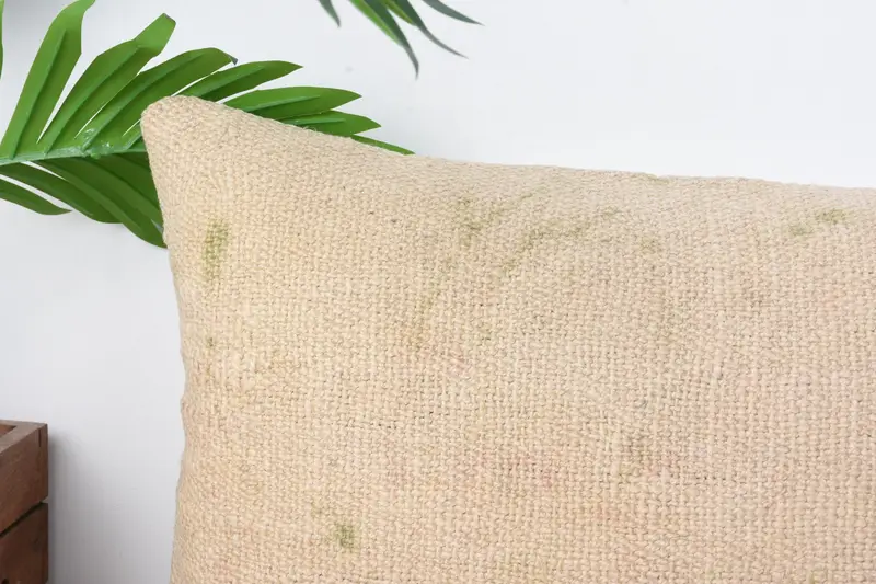 12x24 Beige Cushion Cover, Pillow Cover, Vintage Pillow, Handmade Rug Seat Pillow Cover, Pillow for Sofa, Interior Designer Pillow - 2