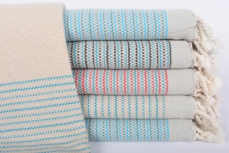 Beach Towel Monogrammed Turkish Organic Cotton Black-Turquoise, 63x40 Inches