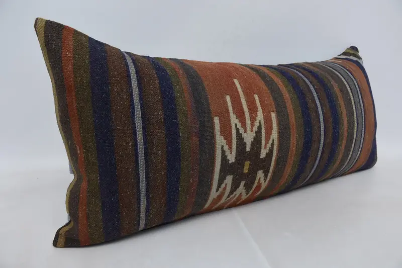 Home Decor Pillow, Cushion Cover, Shabby Chic Pillow Cover, 16x36 Blue Pillow, Throw Kilim Pillow, Turkish Kilim Pillow, Retro Cushion - 3