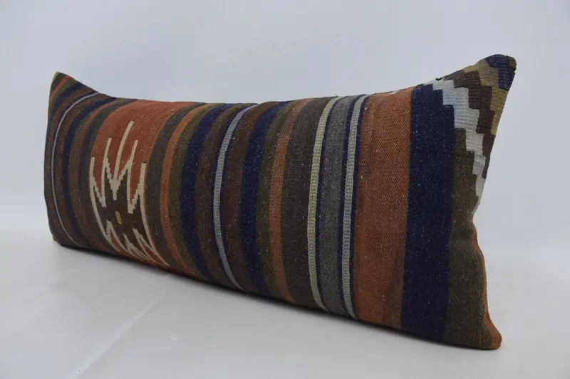 Home Decor Pillow, Cushion Cover, Shabby Chic Pillow Cover, 16x36 Blue Pillow, Throw Kilim Pillow, Turkish Kilim Pillow, Retro Cushion - 4